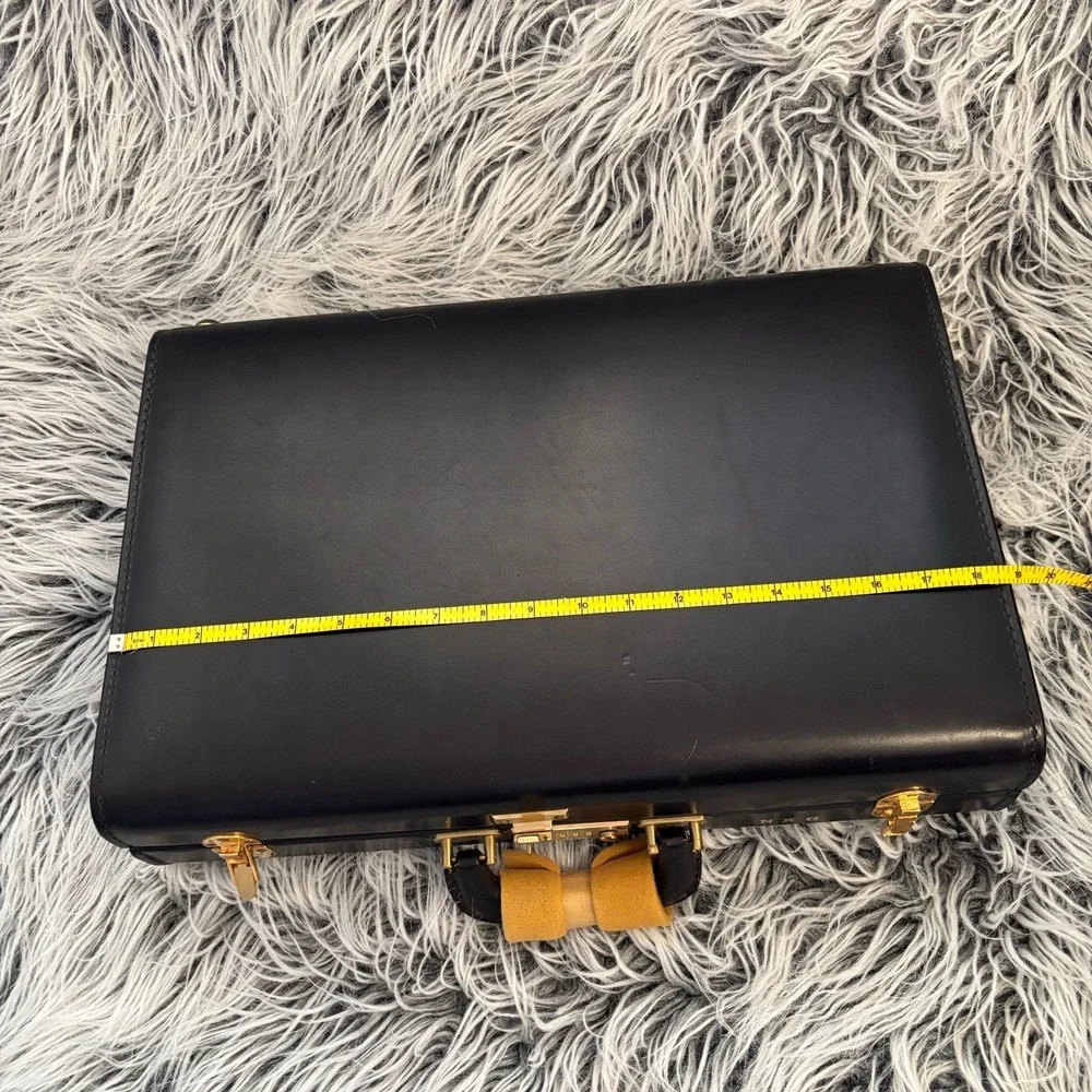 VTG Schlesinger Brothers Black Saddle Leather‎ Briefcase Attaché RARE Sz 18 NWT